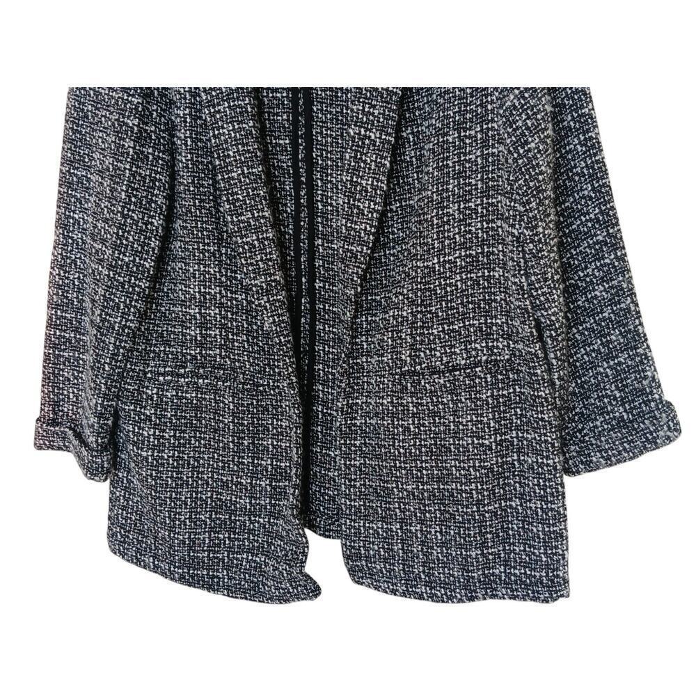 Nanette Lepore Blazer Large Very Black White Tweed Open Jacket Workwear NWT - Picture 4 of 13
